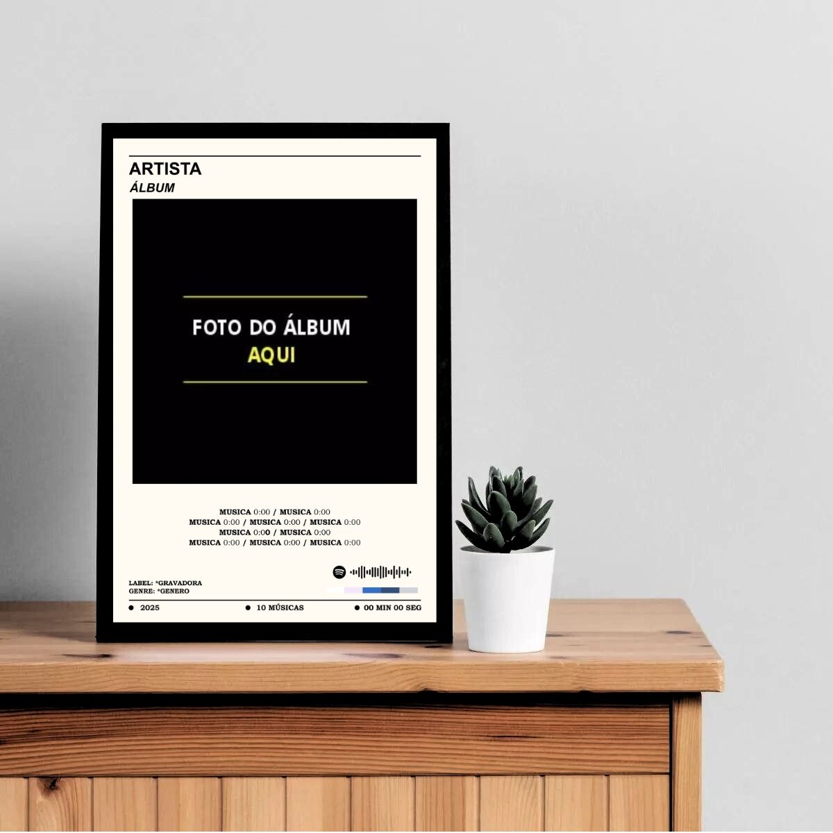 3 Quadros Decorativos Álbum Spotify Personalizado